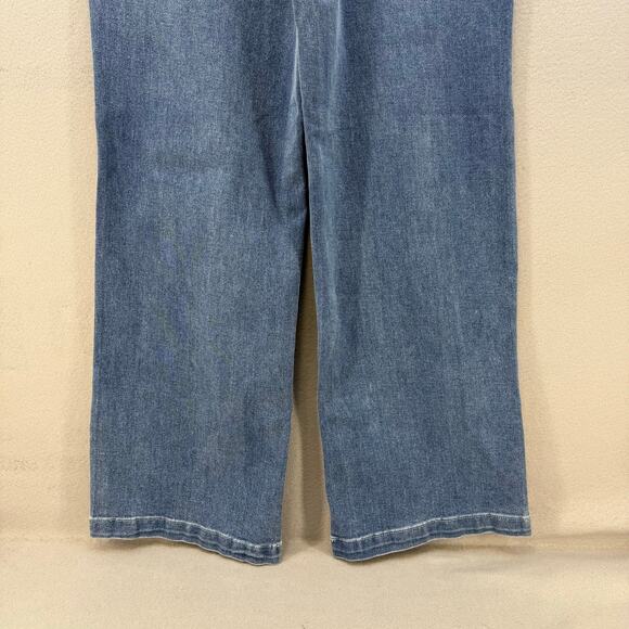 Juicy Couture Jeans Women's 7/28 Blue Lunita Wide Leg Rhinestone Logo Flare NWT - Picture 5 of 14